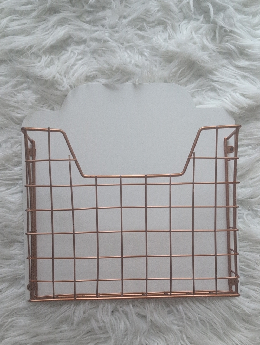 Wall-Mount Wire Storage Basket in Rose Gold